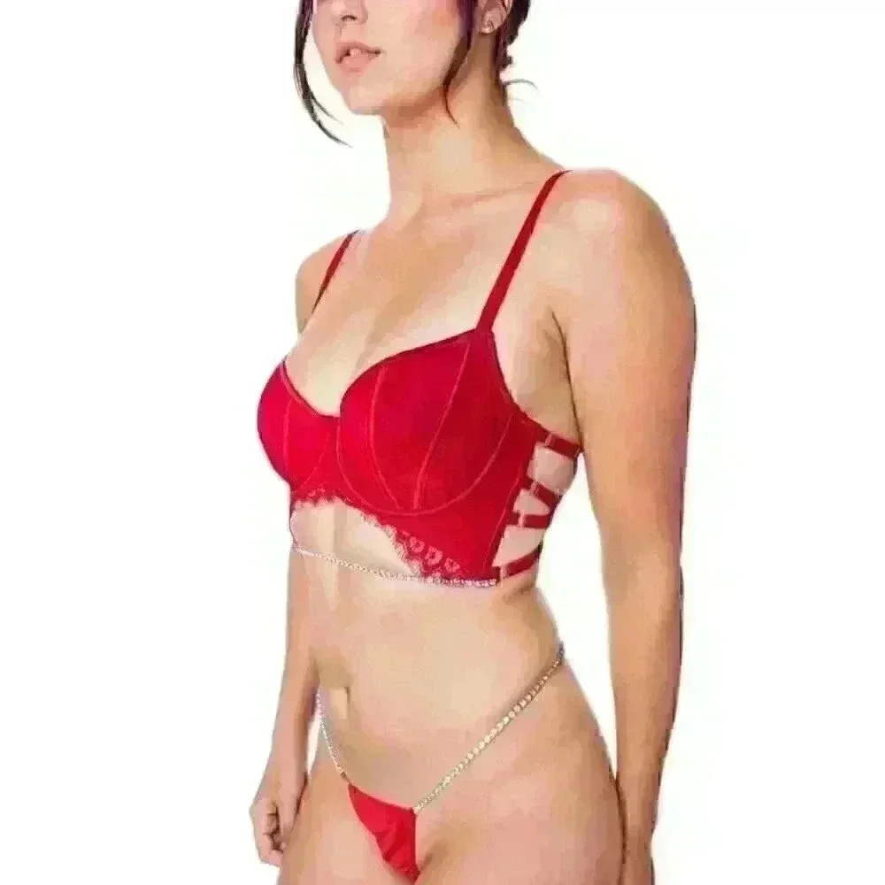 Soft Cup Rhinestone Lace Bra, Eclipse - Picture 3 of 4